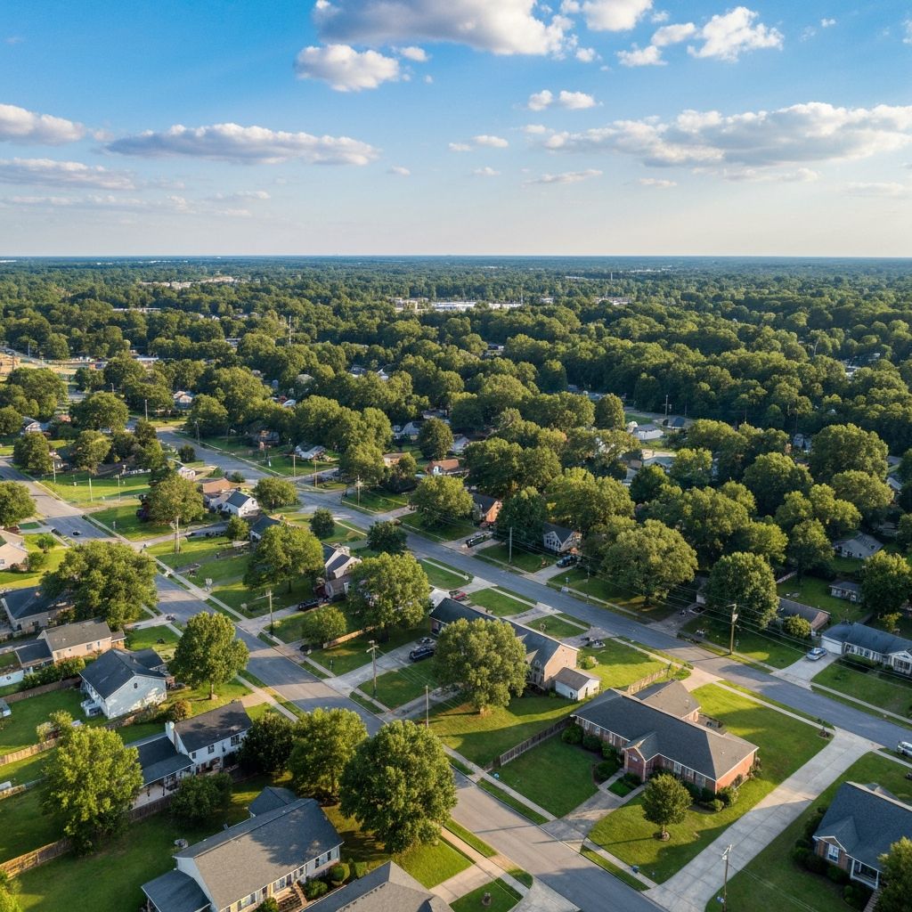 Aerial view of Sumter, South Carolina near Shaw Air Force Base